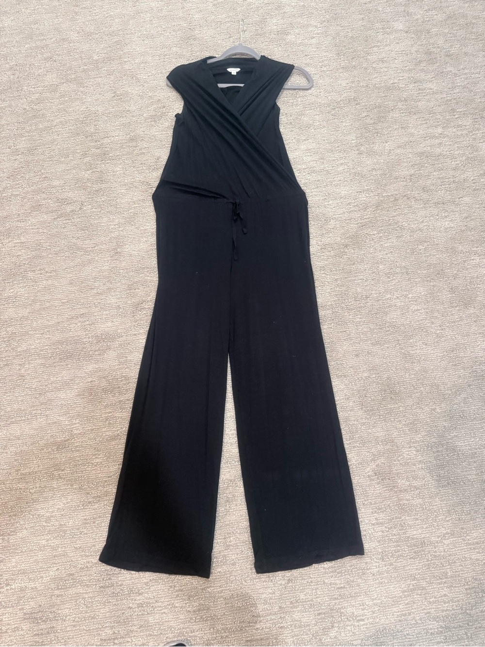 Max Studio Black Sleeveless Wrap Jumpsuit with Wide Legs